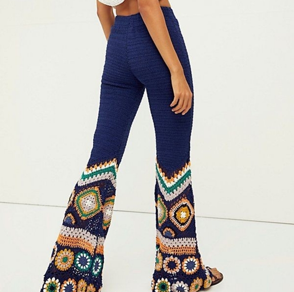 Bohemian vintage style crochet flare pants - Picture 1 of 4